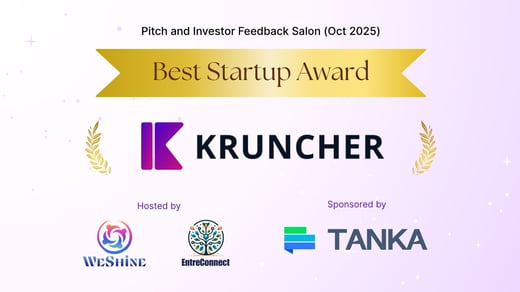 Kruncher Wins Best Startup by WeShine & EntreConnect